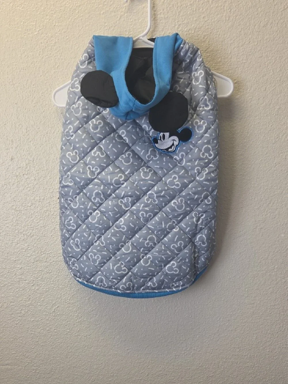 Disney Gray & Blue Mickey Quilted Pet Coat SZ XXL